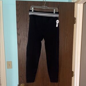 PINK Victoria's Secret Black Leggings with White Stripes